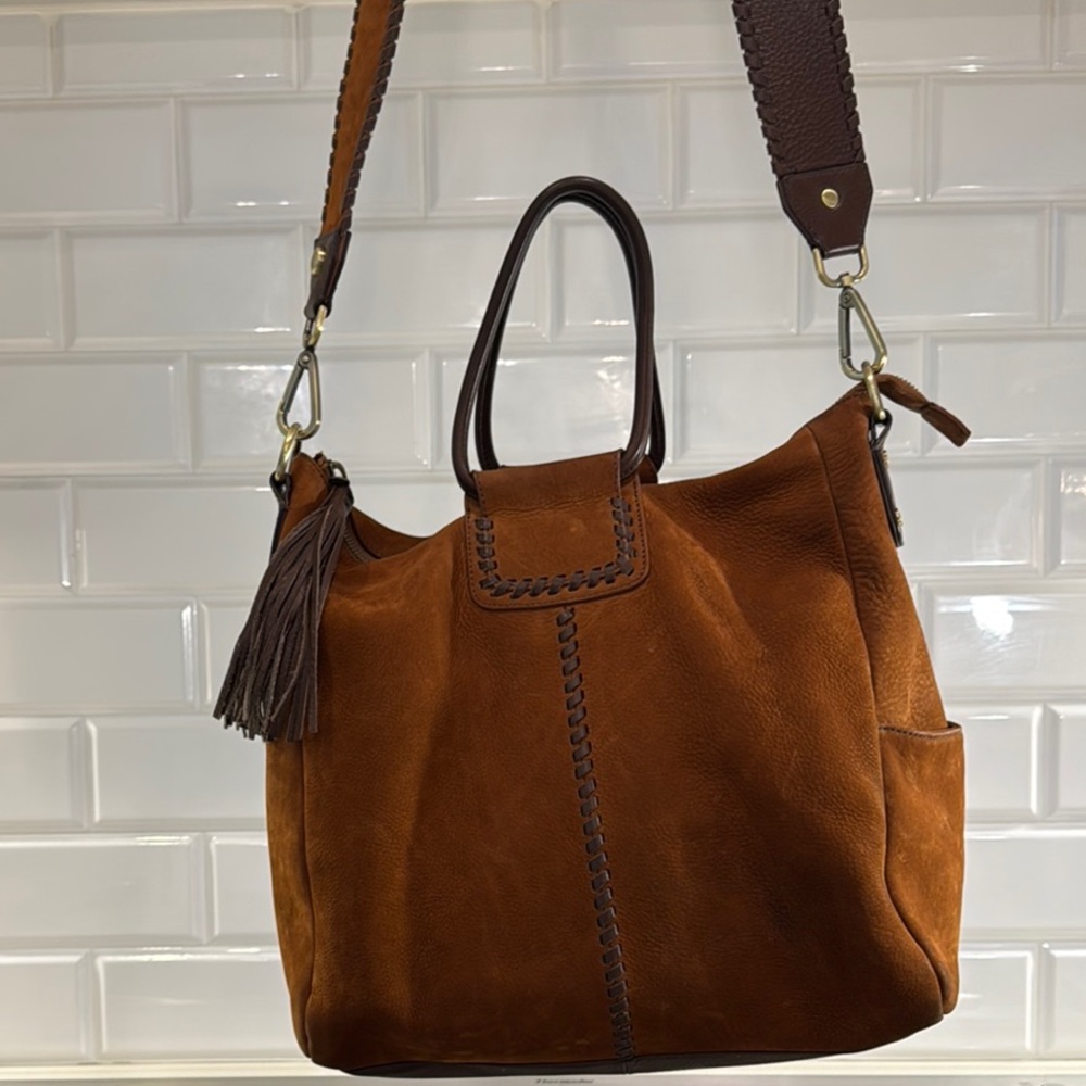 HOBO Sheila Brown Shoulder Bag with Adjustable Strap and Tassel Detail